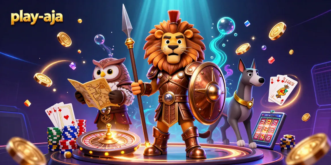 Experience thrilling gameplay at play-aja with a vibrant 3D casino scene bursting with excitement.