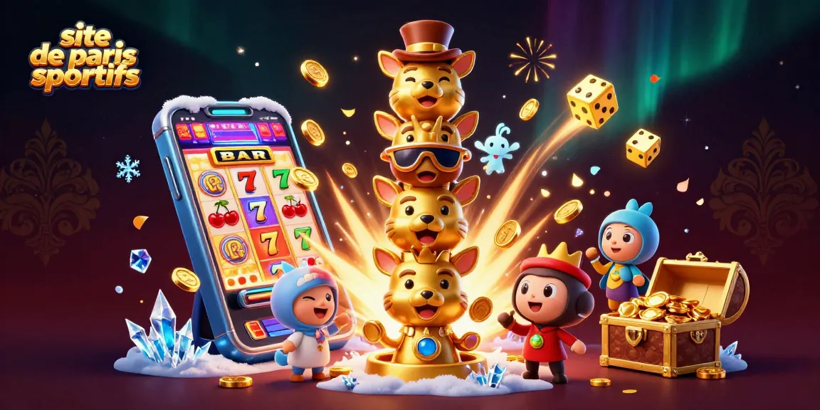 Pariez sur le site de paris sportifs avec un totem interactif entouré de jeux de casino dynamiques.