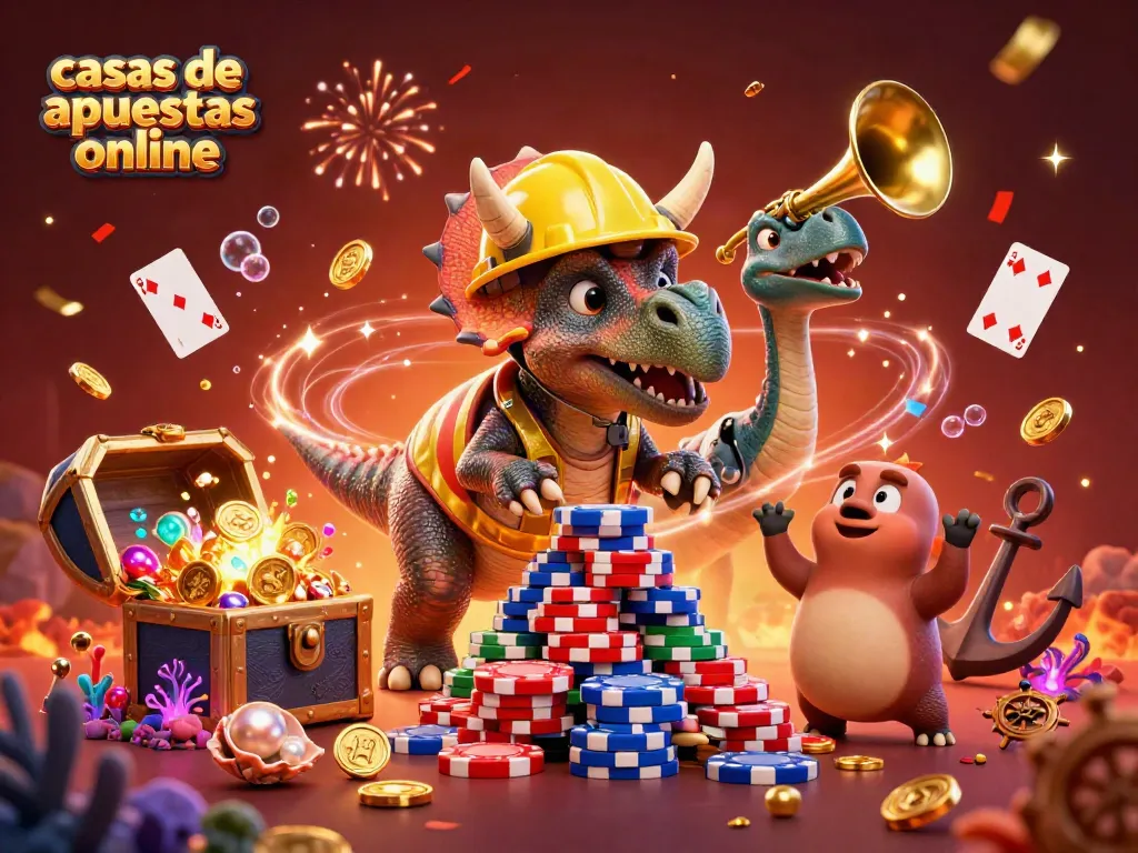 Apuesta en las casas de apuestas online con una celebración de triceratops y parasaurolophus en un mundo de casino