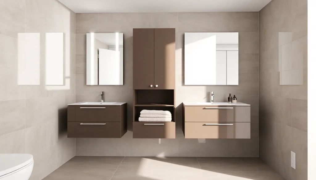 Erlebe den eleganten sonni Spiegelschrank mit sanfter Beleuchtung und modernem Design.