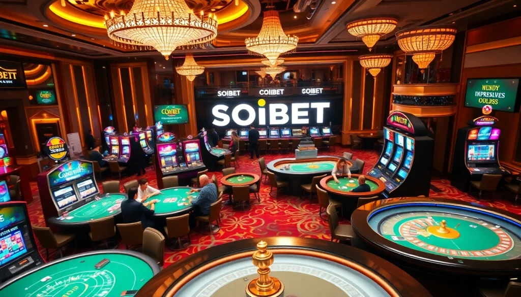 Players enjoying vibrant casino games at SOIBET, showcasing excitement and luxury.