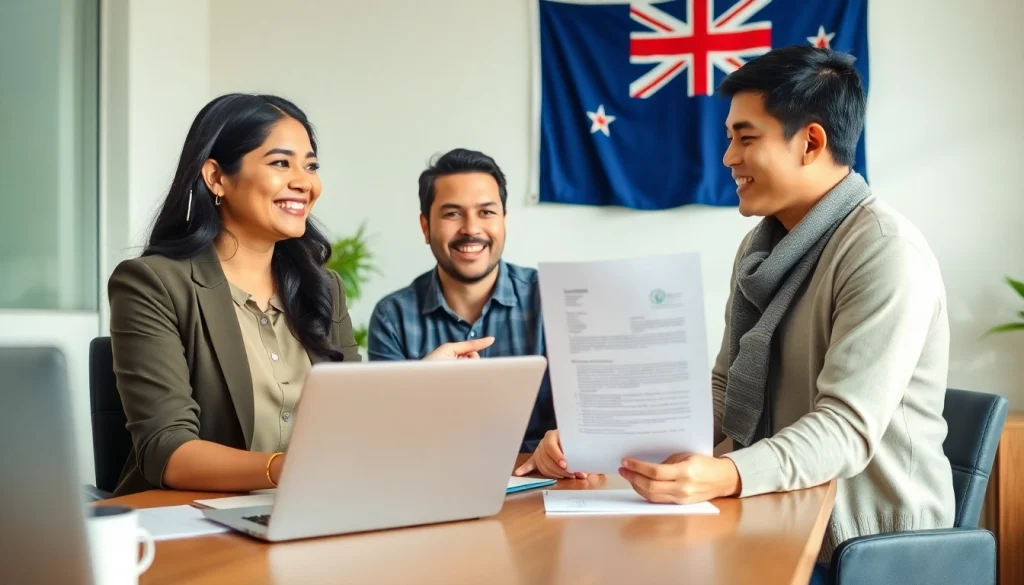 Partner Visa agent in Australia assisting a couple during a consultation, showcasing professionalism and trust.