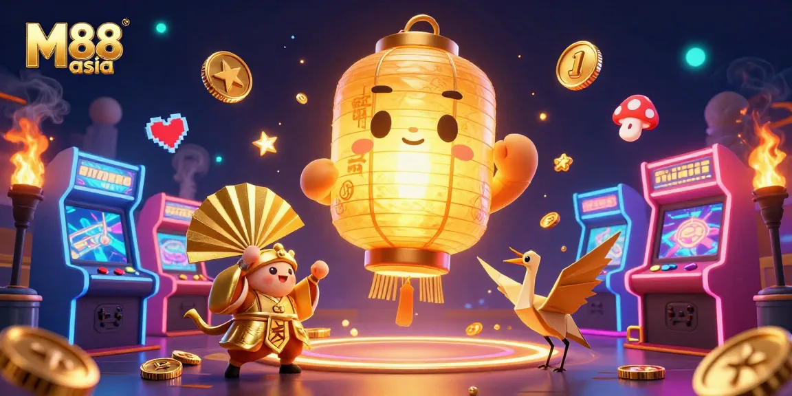 Experience thrilling gameplay at M88 asia with vibrant casino characters and nostalgic gaming elements.