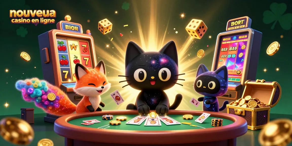 Jouez sur un nouveau casino en ligne avec des machines à sous dorées et un chat cosmique.