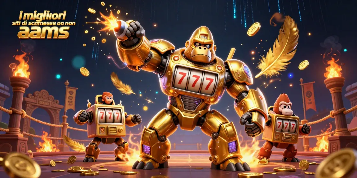 Scopri i migliori siti di scommesse non AAMS utilizzando un mech gorilla d'oro tra effetti di gioco ed elementi casino.
