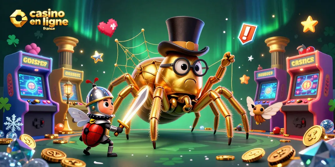 Visualisez un casino en ligne France animé avec des personnages intrigants abordant l'expérience de jeu.